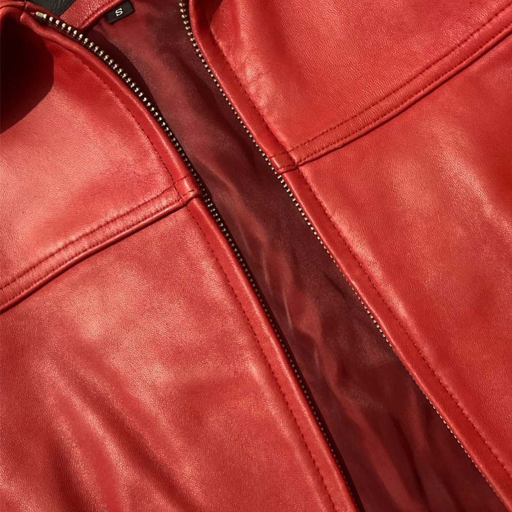 Avanti Vibrant Red Leather Jacket - Picture 6 of 11